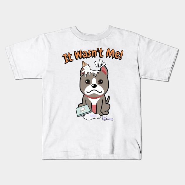 It wasnt me - grey dog Kids T-Shirt by Pet Station